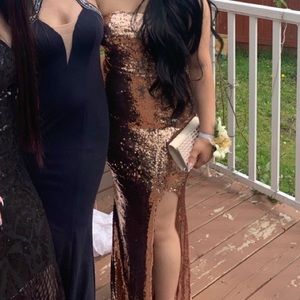 Gold dress, worn for prom.